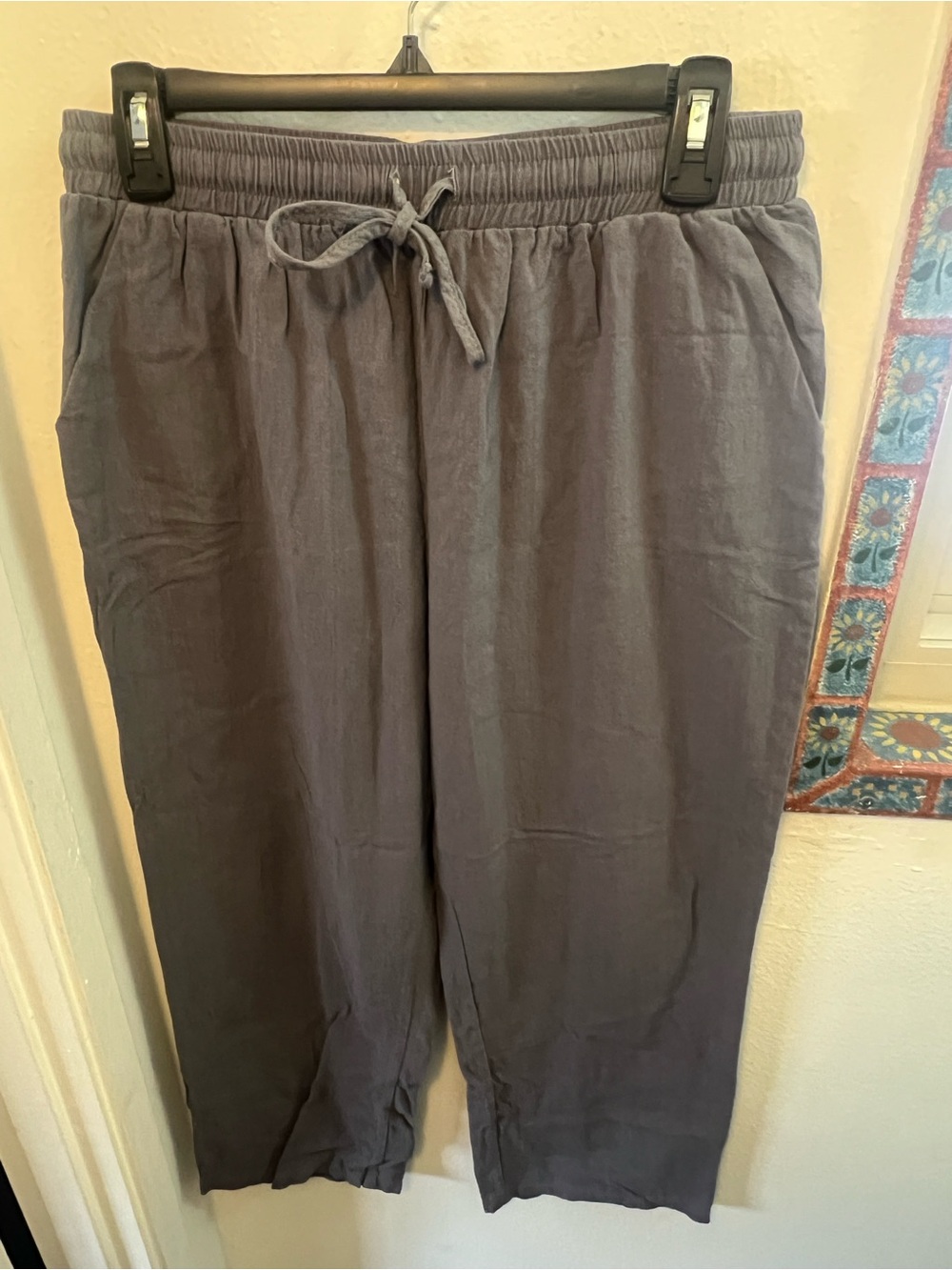 Wide Leg Drawstring Pants in Dark Gray for Women